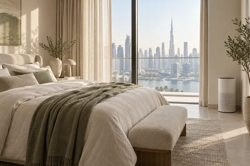 Illustrative editorial scene for Your bedroom, thoughtfully reset